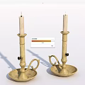 Two Brass Candle Holders with Decorative Curved Arms and Stable Base for Home Decoration