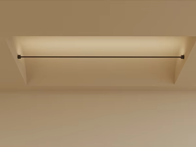 Warm Light Recessed Ceiling Design With Black Metal Bar And LED Strip 3d model