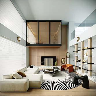 Modern Villa Living Room Sofa Coffee Table Combination 3d model