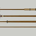 Traditional Handcrafted Weapons With Wooden Handles Metal Heads And Decorative Rings