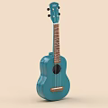 Elegant Blue Wooden Ukulele Musical Instrument with Classic Design and Smooth Craftsmanship