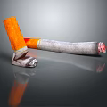 Detailed View of Broken and Intact Cigarettes on Dark Background with Reflection
