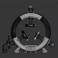3D Model of Circular Metallic Structure With Mechanical Arms And Steps