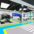 Professional 4S Car Store Spacious Bright Workshop Design With Complete Auto Maintenance Equipment And Display Vehicles