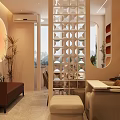 Elegant Beauty Hair Salon Interior With Comfortable Chairs And Stylish Decorative Shelves
