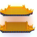 Ancient Building Roof Structure With Yellow Glazed Tiles And Decorative Brackets
