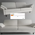 Modern Light Colored Two Seater Sofa With Armrests And Black Legs 3d model