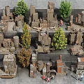 Detailed Industrial Factory Scale Model With Towers Pipes Trees And Figures