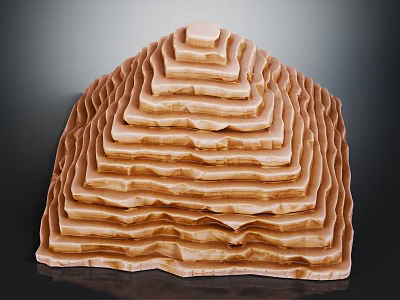 Layered Terraced Architectural Structure With Curved Wavy Design And Warm Brown Tones 3d model