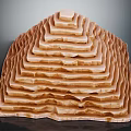 Layered Terraced Architectural Structure With Curved Wavy Design And Warm Brown Tones