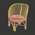 Rattan Leisure Chair with Woven Backrest Seat and Curved Armrest Design