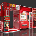 Coca Cola Red Commercial Equipment Exhibition Booth With Vending Machines And Posters