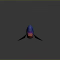 Vibrant Colorful Fish With Blue Body Red And Purple Fins On Gray Background