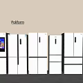 Poliform White Refrigerators And Freezers Various Models Arranged In Display Row 3d model