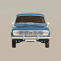 Blue Vintage Classic Sedan Car With Retro Exterior Design And White Wheels