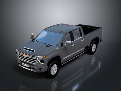 Gray Chevrolet Pickup Truck With Double Cab Stylish Modern Exterior Design 3d model