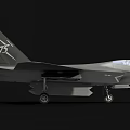 Modern Gray Fighter Jet With Sleek Design Cockpit And Landing Gear On Black Background 3d model