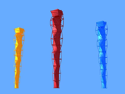Colorful Road Infrastructure Tower Structures in Yellow Red and Blue with Ladder Details 3d model