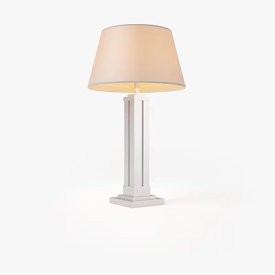 Modern Minimalist Table Lamp With Beige Lampshade And White Pillar Design 3d model