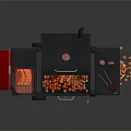 Grilled Sausages and Carrot Sticks on Outdoor BBQ Grill with Condiment Bottles and Snack Bucket