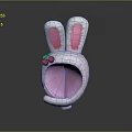 Cute Pink Rabbit Ear Shaped Hat With Red Cherry Decoration For Kids