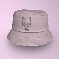 Light Gray Bucket Hat With Fox Head Embroidery And D.O.G Lettering