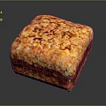 Homemade Square Oatmeal Dessert With Golden Crunchy Surface And Red Fruit Filling