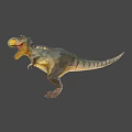 Low Poly Style Reptile T Rex With Open Mouth Sharp Teeth Brown Yellow Geometric Shapes