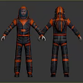 Gray And Orange Spacesuit With Reflective Strips Front Back Views And Helmet 3d model
