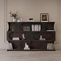 Decorative Cabinet with Books Decorations Vase and Picture Frame in Living Room