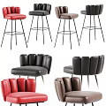 Stylish Upholstered Bar Stools Featuring Metal Legs Different Backrests and Red Black Taupe Hues