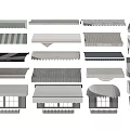 Various Outdoor Awning Designs Featuring Window And Storefront Styles 3d model