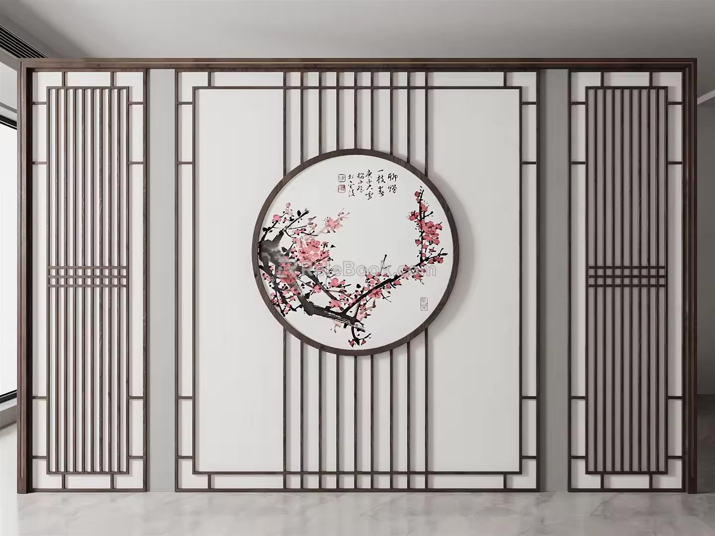 New Chinese-style screen partition screen 3d model