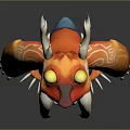 Fantasy Creature Character With Horns Tusks Orange Blue Body And Decorative Patterns
