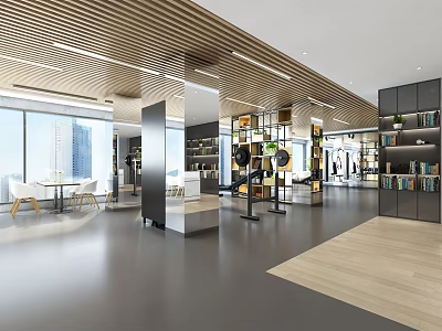 Modern Fitness Gym With Spacious Workout Area And Various Exercise Equipment 3d model