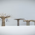 Tree Like Wooden Columns With Hanging Elements And Various Designs 3d model