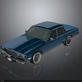 Classic Blue Vintage Sedan With Chrome Accents Shiny Silver Wheels And Reflective Surface