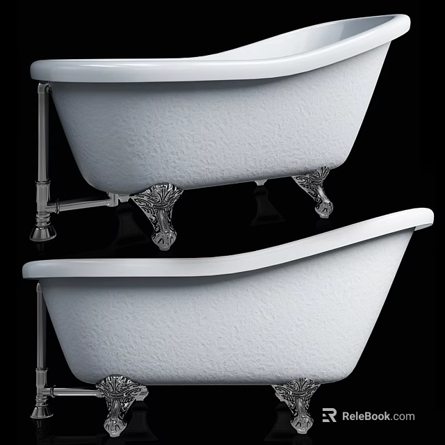 Classic White Bathtub With Silver Ornate Legs And Elegant Design Details 3d model 