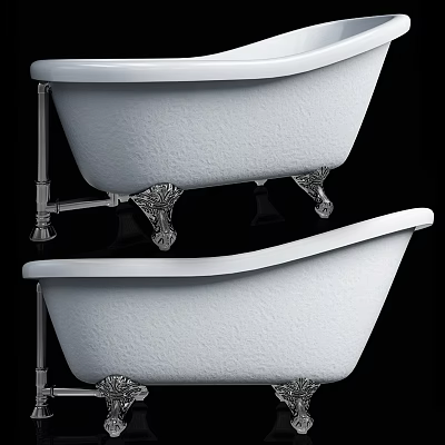 Classic White Bathtub With Silver Ornate Legs And Elegant Design Details 3d model