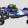 Sporty Off Road Buggy Featuring Colorful Checkered Pattern Large Tires and Roof Spotlights