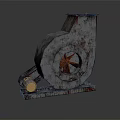 Rusty Vintage Industrial Metal Fan Equipment With Mechanical Structure And Rotor 3d model