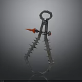 Mechanical Metal Clamp With Spiked Jaws Ring Handle And Red Components