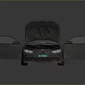 BMW Black Race Car With Open Hood Doors And Rear Spoiler Alloy Wheels