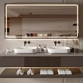 Modern Minimalist Bathroom Cabinet With Double Sinks Backlit Mirror And Towels