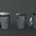 Household Essential Metal Trash Cans With Lids And Black Garbage Bags
