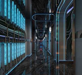 KTV Aisle Bar Corridor Crystal Bubble Column 3d model