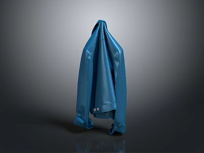 Blue Checked Formal Suit Jacket Hanging With Classic Textured Design 3d model