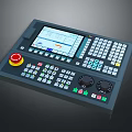 Industrial Computer Control Panel with Touch Screen Red Emergency Button Multiple Function Buttons and Knobs