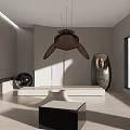 Minimalist Modern Living Room With Whale Shaped Net Decoration And Green Plants