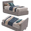 Modern Kids Bed With Upholstered Headboard Storage Drawers And Cozy Bedding
